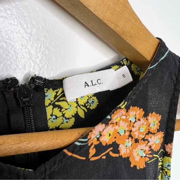 ALC Black Floral Stuart Silk Tank Top - Picture 4 of 5